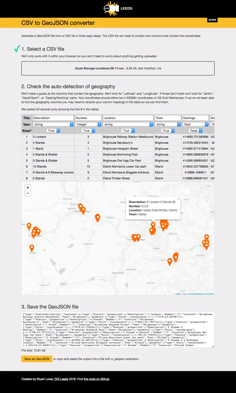 CSV to GeoJSON