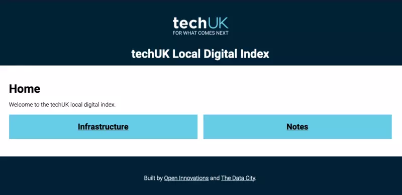 Screenshot of techUK local digital index website