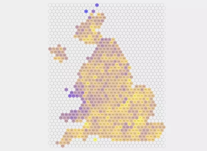 Hex map showing electorate size